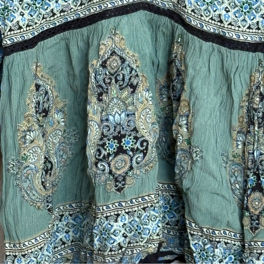 Free People Luna Scarf Print Tunic Ocean Combo Boho Top Small - Picture 4 of 7